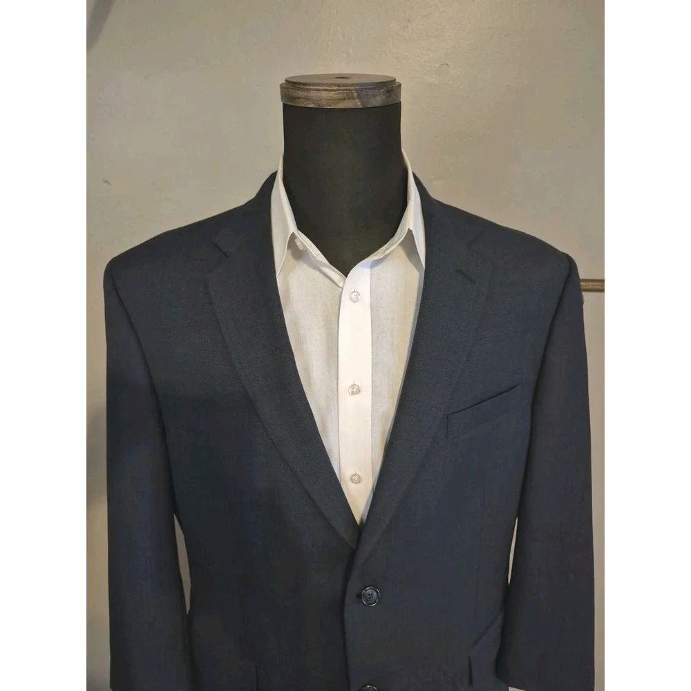 Jos A Bank Mens Wool Sports Coat 44R Blue 2 Button Single Breasted Blazer B701